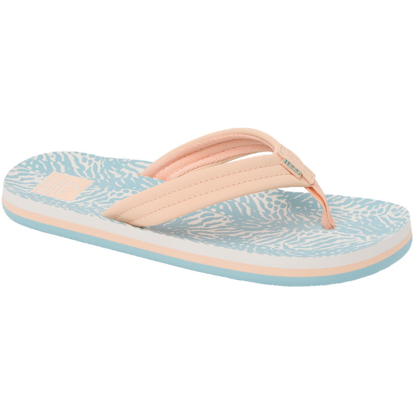 2026 Reef Junior Ahi Flip Flops CJ8776 - Peach / Blue Animal